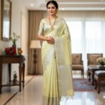 Elegant Ivory Semi-Silk Saree with Silver Zari Border