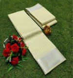 Elegant Ivory Semi-Silk Saree with Silver Zari Border - Image 2