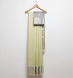 Elegant Ivory Semi-Silk Saree with Silver Zari Border - Image 3