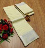 Elegant Ivory Semi-Silk Saree with Silver Zari Border - Image 4