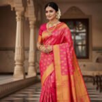 Rani Pink Soft Silk Saree with Gold Zari Butta & Rich Pallu