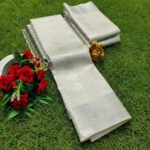 Off-White Soft Silk Saree with Silver Jacquard Weave - Image 2