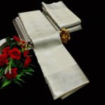 Off-White Soft Silk Saree with Silver Jacquard Weave - Image 4