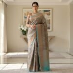 Exquisite Cyan Copper Silk Saree