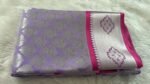 Lavender Pure Silk Saree With Silver Leaf Motifs With The Combination Of Pink Magenta Zari Border - Image 5