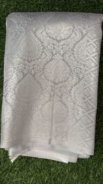 Radiant Silver-Grey All-Over Zari Brocade Saree - Image 5