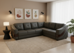 Modern Charcoal Grey L-Shaped Sectional with Walnut Accents - Image 2