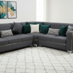 The Sovereign L-Shaped Sectional – Modern Slate & Gold