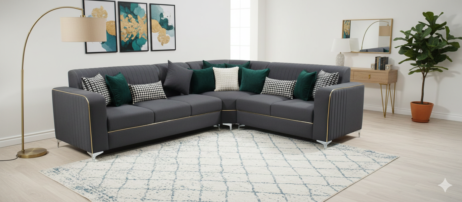 1769759626449 The Sovereign L-Shaped Sectional – Modern Slate & Gold - Image 1
