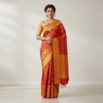 Royal Crimson Red Kanchipuram Silk Saree with Antique Gold Zari Border