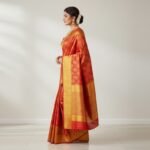 Royal Crimson Red Kanchipuram Silk Saree with Antique Gold Zari Border - Image 2