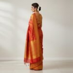 Royal Crimson Red Kanchipuram Silk Saree with Antique Gold Zari Border - Image 3