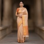 Timeless Elegance – Handwoven Banarasi Silk Saree in Cream & Burnt Orange