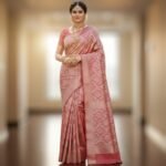 Regal Rose-Pink Banarasi Silk Saree with Antique Gold Zari