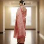 Regal Rose-Pink Banarasi Silk Saree with Antique Gold Zari - Image 3