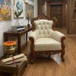 Royal Maha Rani Hand-Carved Teakwood Armchair - Image 4