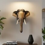 Hand-Painted Elephant Wall Mount – Stippled Artisan Design