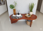 Mid-Century Modern "Infinity" Tea Table – Solid Wood & Glass Fusion