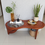 Mid-Century Modern "Infinity" Tea Table – Solid Wood & Glass Fusion