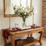 Hand-Carved Teak Wood Coffee Table with Smoked Glass Top