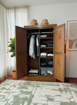 Handcrafted Solid Wood Double-Door Wardrobe - Image 2