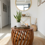 Contemporary Handcrafted Slatted Drum Tea Table