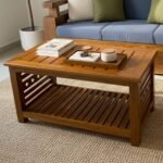 Contemporary Teak-Finish Center Table for Living Room