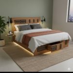 Urban Artisan Queen Bed with Integrated Footboard Storage - Image 2