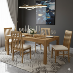 Artisan Oak Slatted Dining Table – Handcrafted Solid Wood with Unique Lattice Inlay - Image 2
