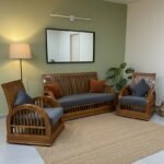 Handcrafted Teak Wood Pagoda-Style Sofa Set (5-Seater) - Image 3