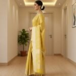 Radiant Canary Gold Banarasi Silk Saree - Image 2