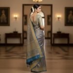 Elegant Blue & Gold Kanchipuram Silk Saree - Image 3