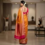 Exquisite Mango Yellow & Fuchsia Pink Kanchipuram Silk Saree with Traditional Zari Border - Image 3