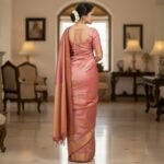 Luxe Rosewood Silk Saree with Intricate Gold Threading and Tassel Pallu - Image 3