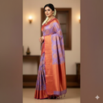 Regal Lavender & Copper Banarasi Silk Saree with Traditional Butta Work - Image 2