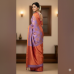 Regal Lavender & Copper Banarasi Silk Saree with Traditional Butta Work - Image 3