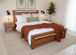 ​Premium Solid Teak Wood Queen Bed – Modern Slatted Design - Image 3