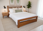 ​Premium Solid Teak Wood Queen Bed – Modern Slatted Design - Image 2