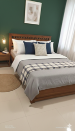 Handcrafted Teak-Finish Wooden Bed Frame - Image 3