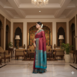 Regal Magenta & Turquoise Kanchipuram Silk Saree - Image 2