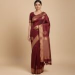Regal Maroon Silk Saree with Traditional Golden Zari Borders