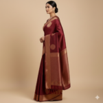 Regal Maroon Silk Saree with Traditional Golden Zari Borders - Image 2