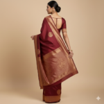Regal Maroon Silk Saree with Traditional Golden Zari Borders - Image 3
