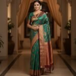 Elegant Emerald & Maroon Kanchipuram Silk Saree