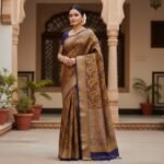 Vintage Elegance Mustard & Royal Blue Banarasi Silk Saree