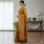 Radiant Mustard Gold Banarasi Silk Saree - Image 2