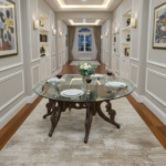 Vintage-Inspired Hand-Carved Oval Glass Dining Table