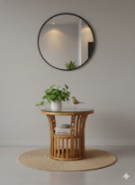 Artisan Slatted Teak Side Table with Glass Top