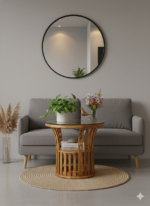 Artisan Slatted Teak Side Table with Glass Top - Image 2