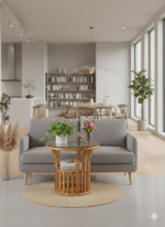 Artisan Slatted Teak Side Table with Glass Top - Image 3